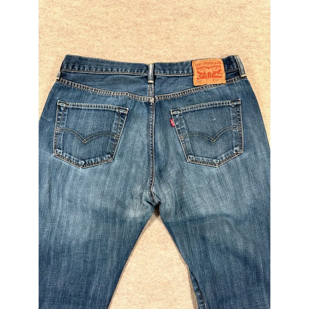 Levis 501 Original Straight Leg Jeans Mens 36x34 Blue Denim 14501-0033